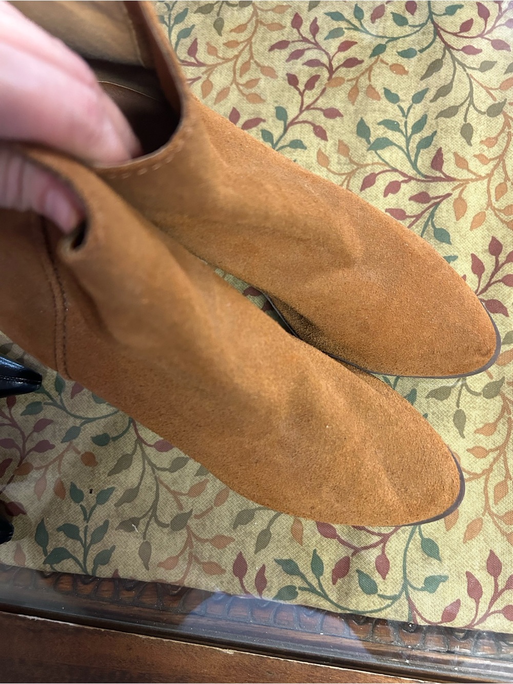 bp Suede Pointed Toe Ankle Boots in Cognac Brown